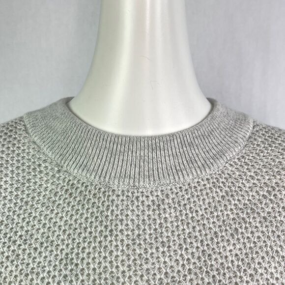 Loft Grey Long Sleeve Cotton Button Crew Neck Knit Sweater Women's Sz L - Picture 5 of 9